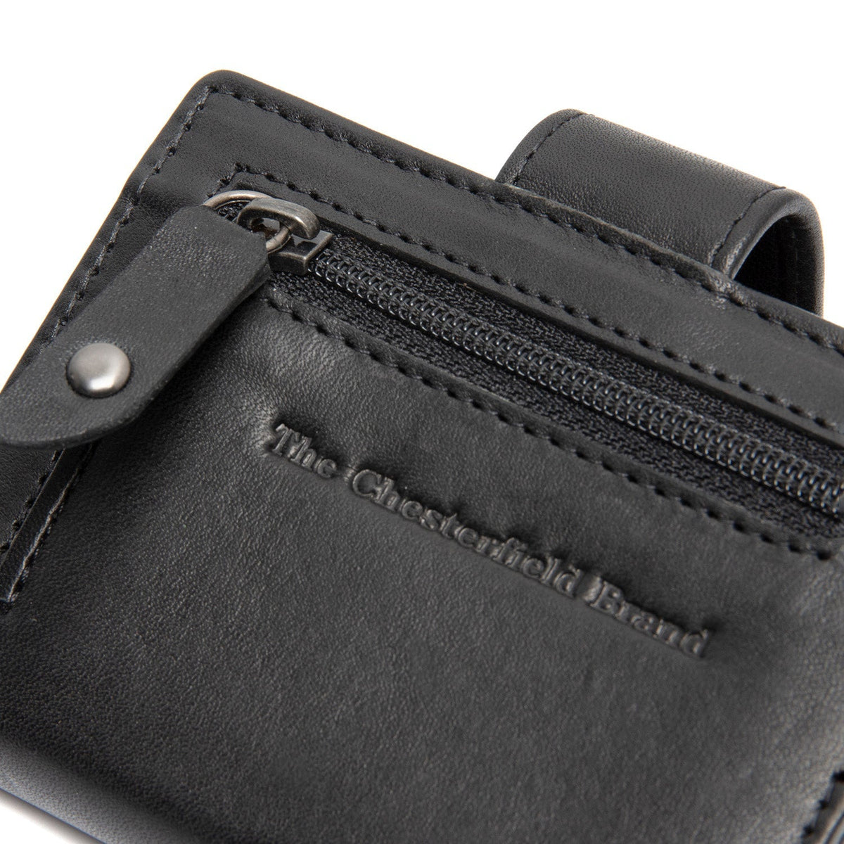 Solid Antique Brass Hardware &amp; Heavy-Duty Dual Zipper Detail on Barrea Full-Grain Leather Card Holder voor Dames