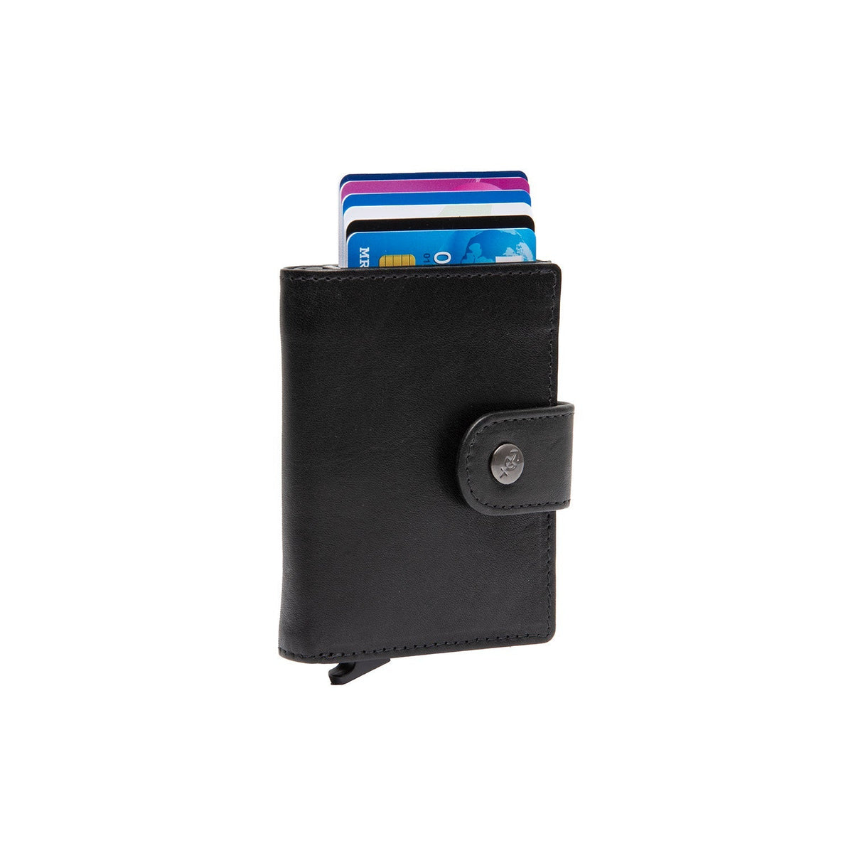 Barrea Full-Grain Leather Card Holder voor Dames in Classic 100% Full-Grain Leather - Full Exterior Front Profile View | Buy Online