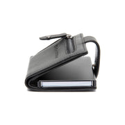 Barrea Full-Grain Leather Card Holder voor Dames - Structured Side Profile Showing Gusset Depth &amp; Expansion Capacity