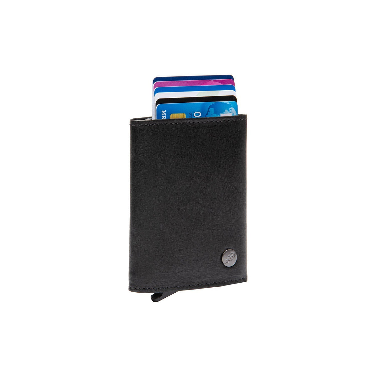 Gabriela Full-Grain Leather Card Holder voor Dames in Classic 100% Full-Grain Leather - Full Exterior Front Profile View | Buy Online