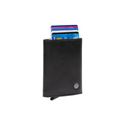 Gabriela Full-Grain Leather Card Holder voor Dames in Classic 100% Full-Grain Leather - Full Exterior Front Profile View | Buy Online