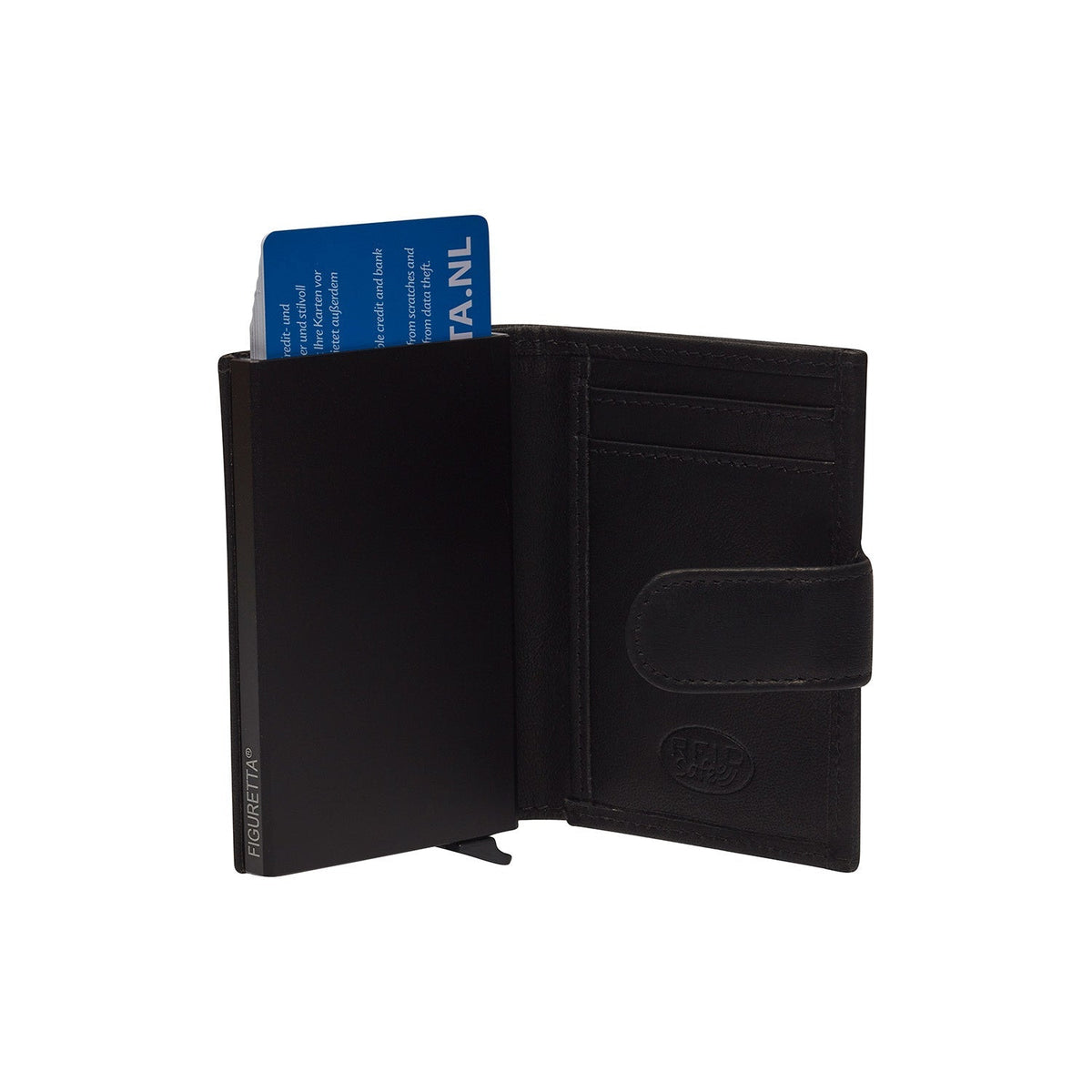 Solid Antique Brass Hardware &amp; Heavy-Duty Dual Zipper Detail on Hannover Full-Grain Leather Card Holder voor Dames