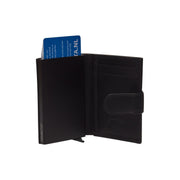 Solid Antique Brass Hardware &amp; Heavy-Duty Dual Zipper Detail on Hannover Full-Grain Leather Card Holder voor Dames