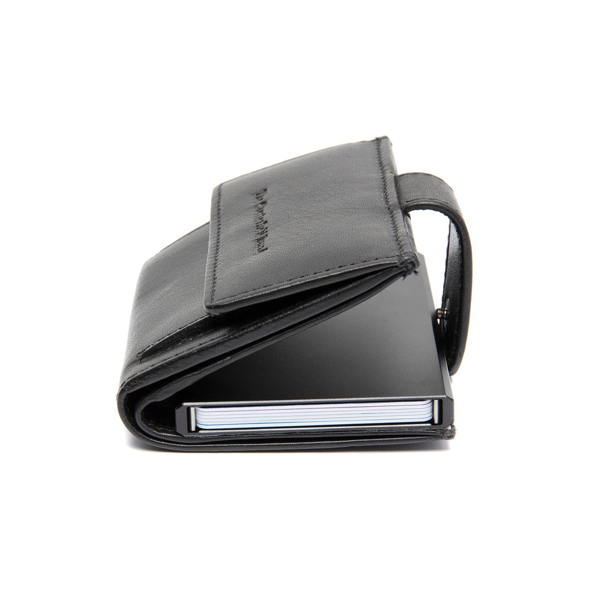 Lesina Full-Grain Leather Card Holder voor Dames - Structured Side Profile Showing Gusset Depth &amp; Expansion Capacity