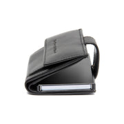 Lesina Full-Grain Leather Card Holder voor Dames - Structured Side Profile Showing Gusset Depth &amp; Expansion Capacity