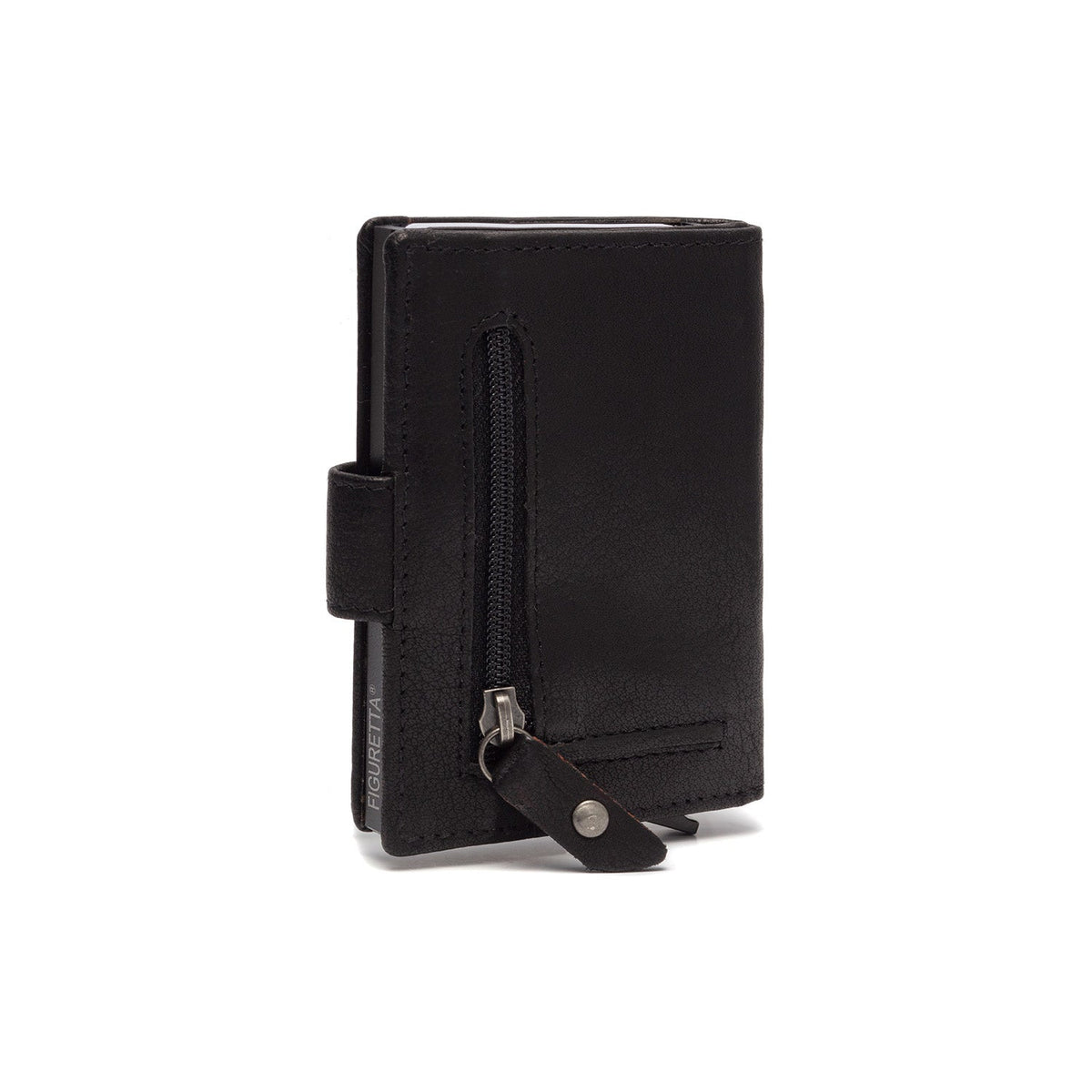 Solid Antique Brass Hardware &amp; Heavy-Duty Dual Zipper Detail on Prague Full-Grain Leather Card Holder voor Dames