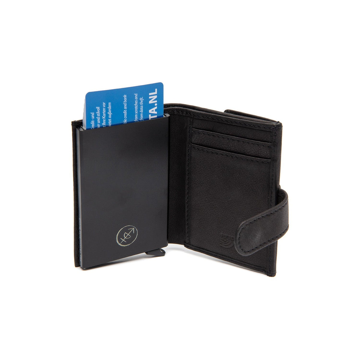 
Classic 100% Full-Grain Leather Card Holder - Achteraanzicht met versterkte leren banden