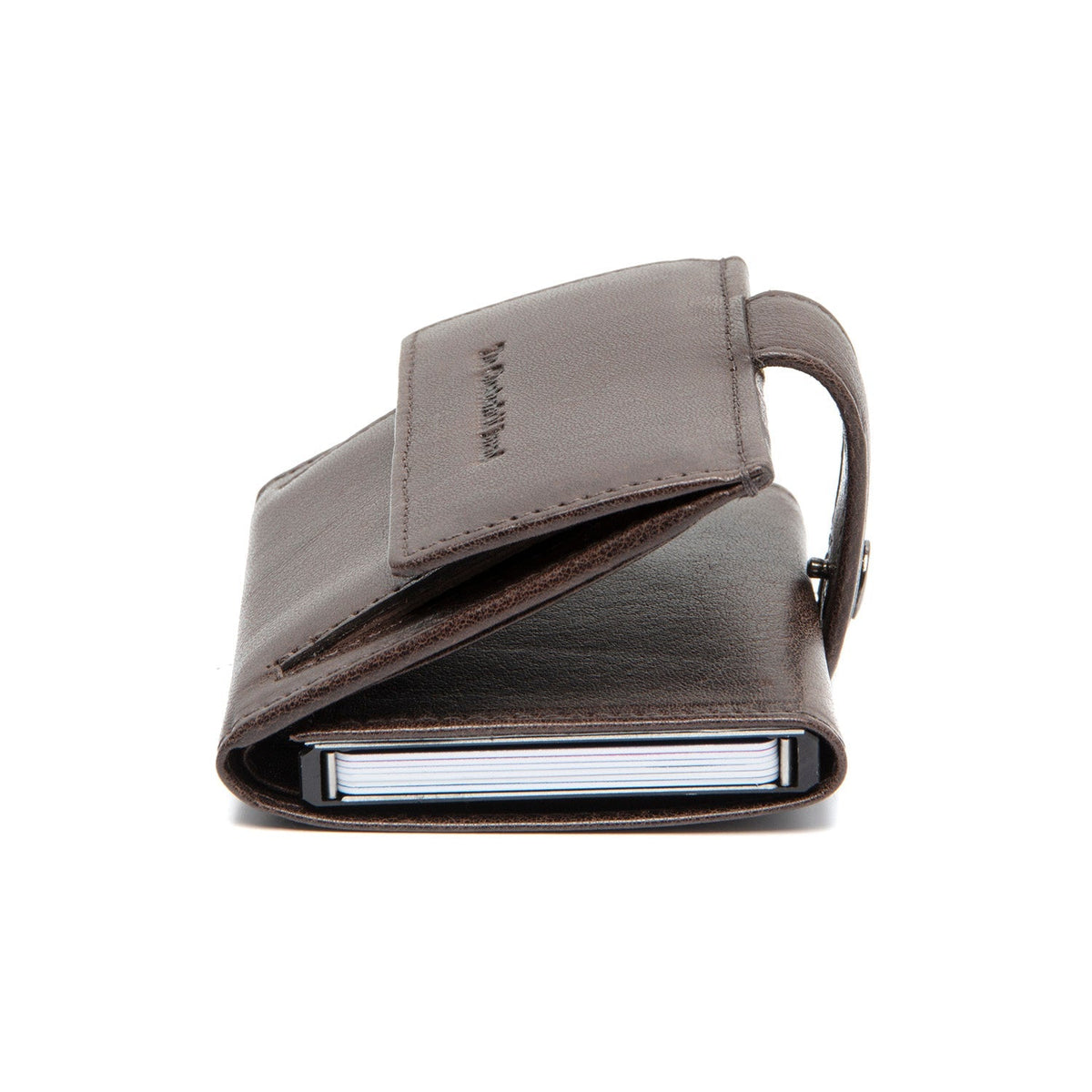 Solid Antique Brass Hardware &amp; Heavy-Duty Dual Zipper Detail on Varrano Full-Grain Leather Card Holder voor Dames