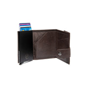 Varrano Full-Grain Leather Card Holder voor Dames - Structured Side Profile Showing Gusset Depth &amp; Expansion Capacity