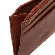 Cognac Leather Card Wallet voor Dames, detail view 3