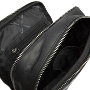 Alva Full-Grain Leather Crossbody Bag voor Heren - Structured Side Profile Showing Gusset Depth &amp; Expansion Capacity
