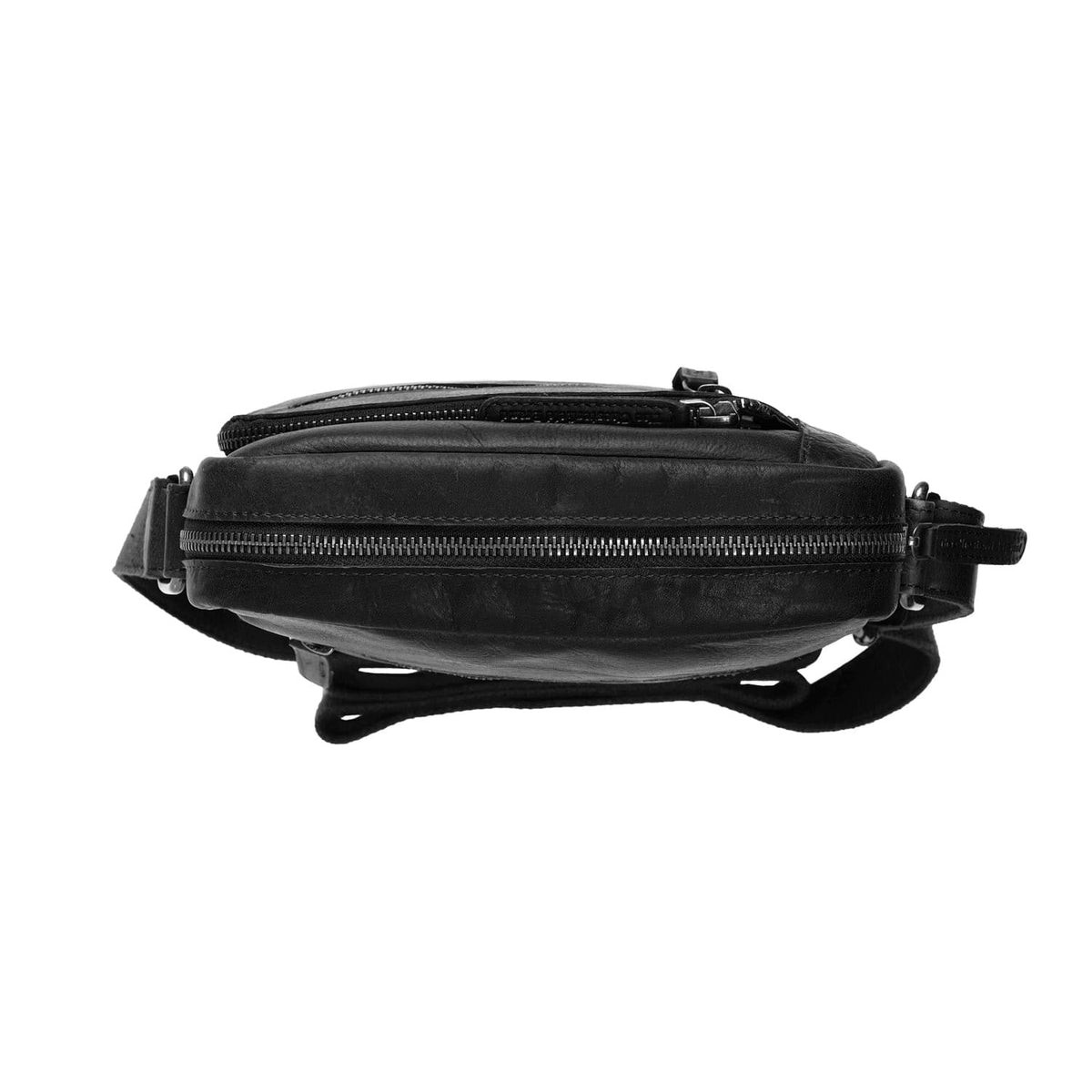 Dessau Full-Grain Leather Crossbody Bag voor Heren - Structured Side Profile Showing Gusset Depth &amp; Expansion Capacity
