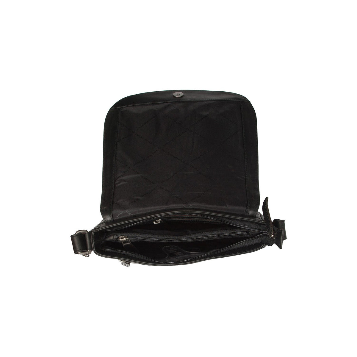 Everglades Full-Grain Leather Crossbody Bag voor Dames - Structured Side Profile Showing Gusset Depth &amp; Expansion Capacity