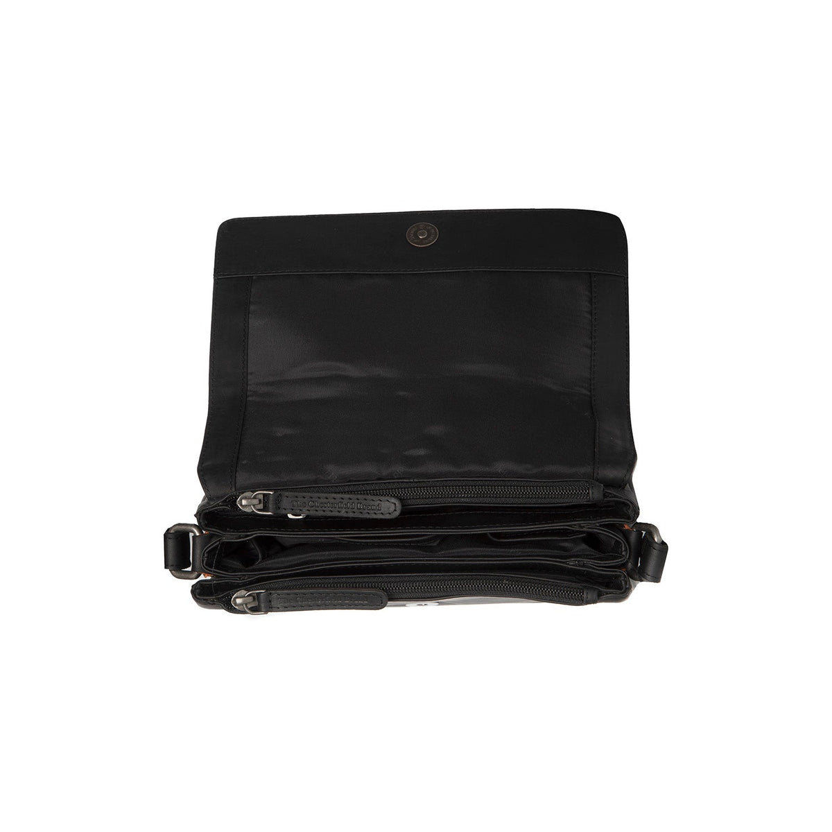 
Solid Antique Brass Hardware & Heavy-Duty Dual Zipper Detail on Forano Leren crossbodytas