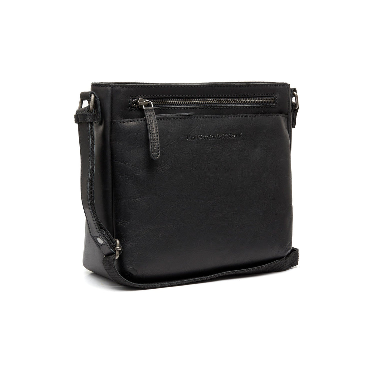 
Mumbai Leren crossbodytas in klassiek 100% volnerfleer - Full Exterior Vooraanzicht & getailleerd silhouet | Online kopen