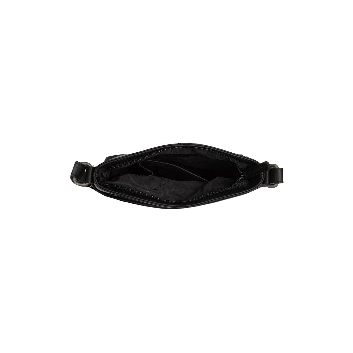 
Solid Antique Brass Hardware & Heavy-Duty Dual Zipper Detail on Navene Leren crossbodytas