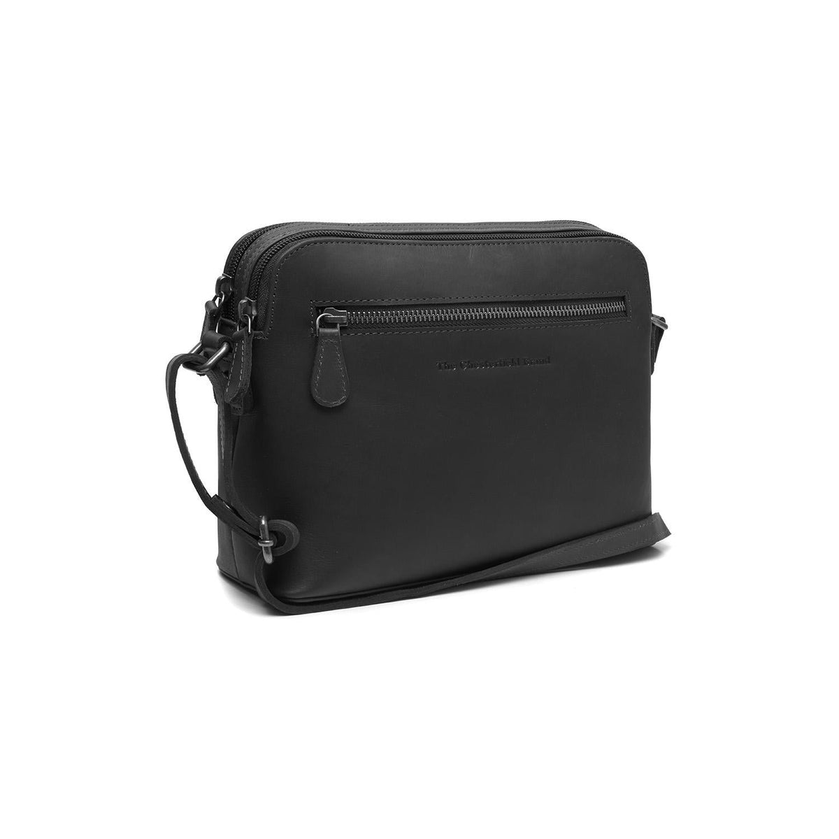 
Nebraska Leren crossbodytas in klassiek 100% volnerfleer - Full Exterior Vooraanzicht & getailleerd silhouet | Online kopen