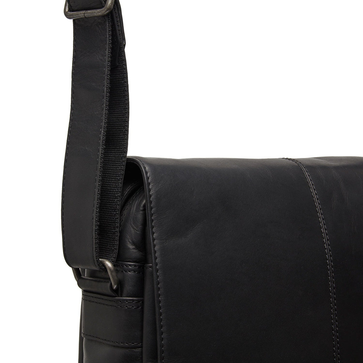 Raphael Full-Grain Leather Crossbody Bag voor Heren - Structured Side Profile Showing Gusset Depth &amp; Expansion Capacity