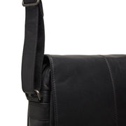 Raphael Full-Grain Leather Crossbody Bag voor Heren - Structured Side Profile Showing Gusset Depth &amp; Expansion Capacity
