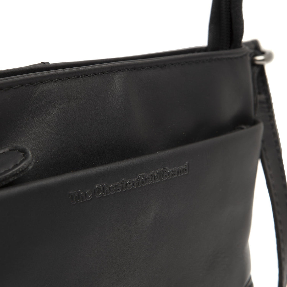 Solid Antique Brass Hardware &amp; Heavy-Duty Dual Zipper Detail on Salerno Full-Grain Leather Crossbody Bag voor Dames