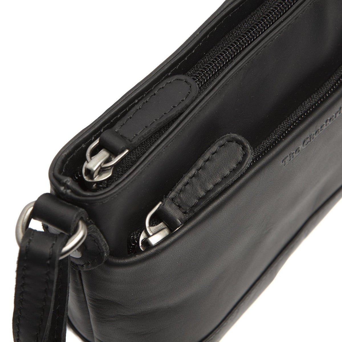Salerno Full-Grain Leather Crossbody Bag voor Dames - Structured Side Profile Showing Gusset Depth &amp; Expansion Capacity