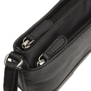 Salerno Full-Grain Leather Crossbody Bag voor Dames - Structured Side Profile Showing Gusset Depth &amp; Expansion Capacity