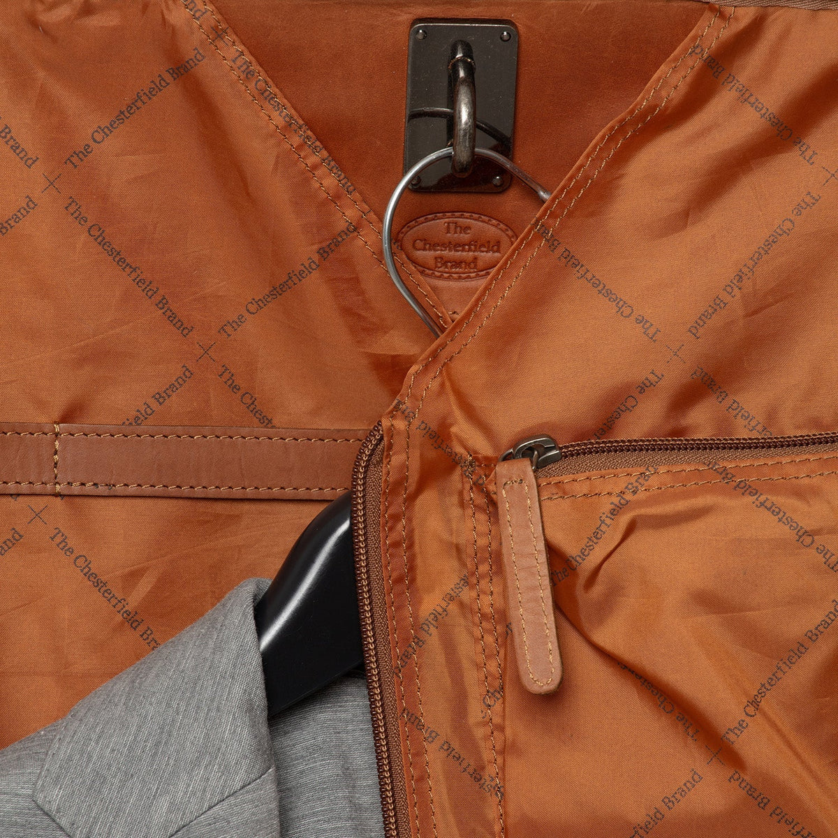 Cognac Leather Garment Bag Josh voor Dames, detail view 4