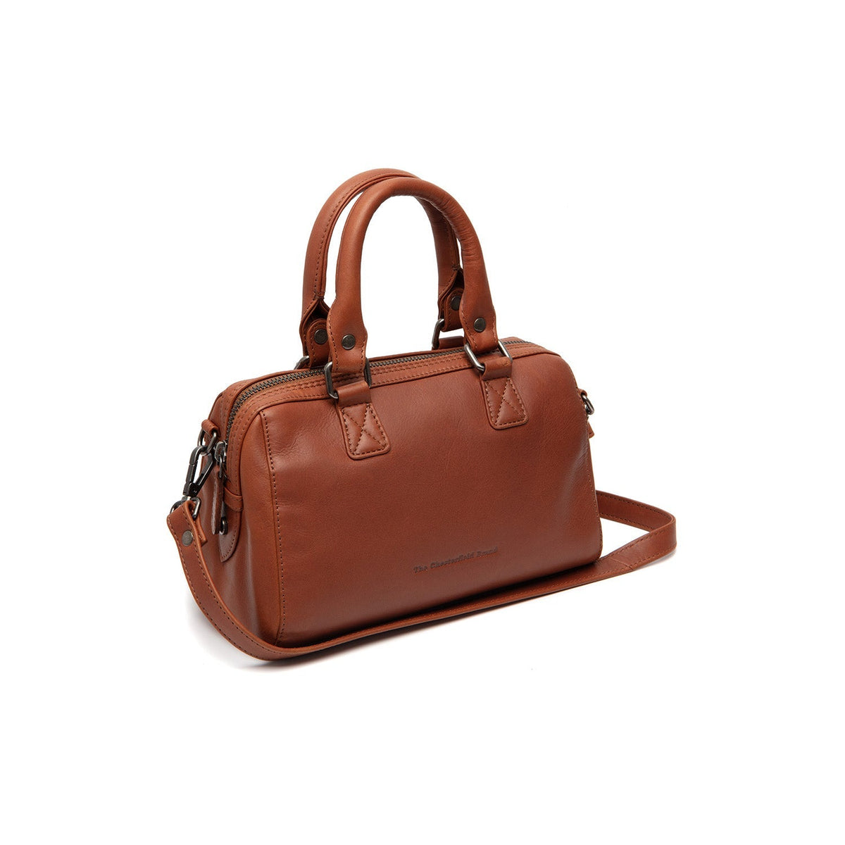 Tailored Rib Cuffs &amp; Hem Craftsmanship Construction Detail on Dalford Full-Grain Leather Handbag voor Dames