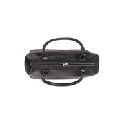 Close-Up Detail of Classic Collar &amp; Heavy-Duty Zipper Hardware on Dorin Full-Grain Leather Handbag voor Dames