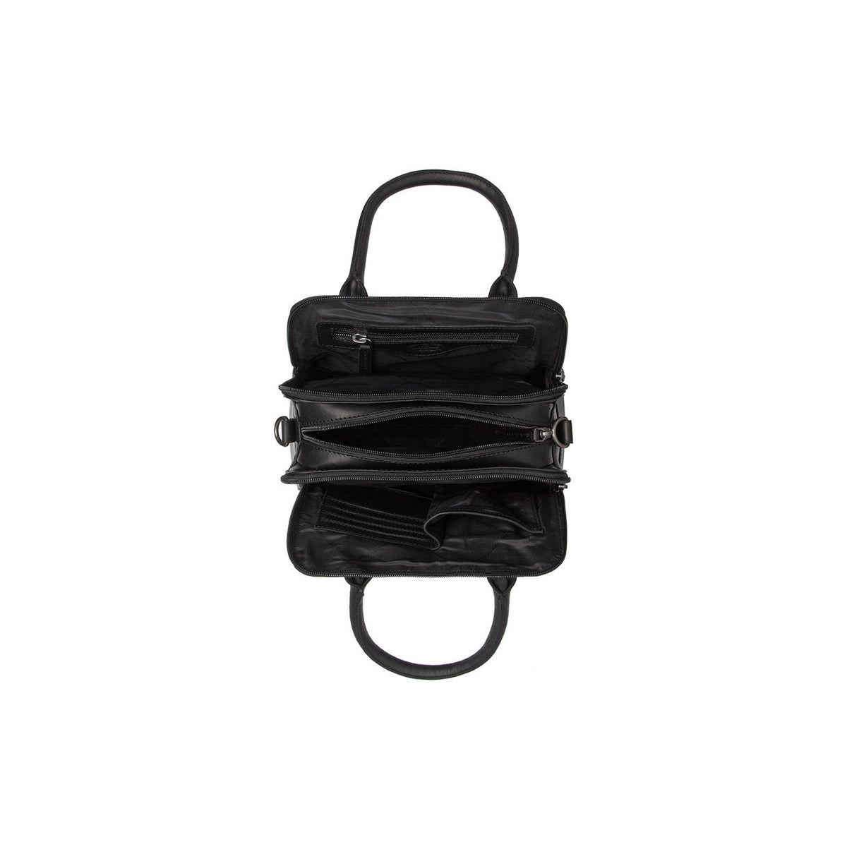 Close-Up Detail of Classic Collar &amp; Heavy-Duty Zipper Hardware on Ezra Full-Grain Leather Handbag voor Dames