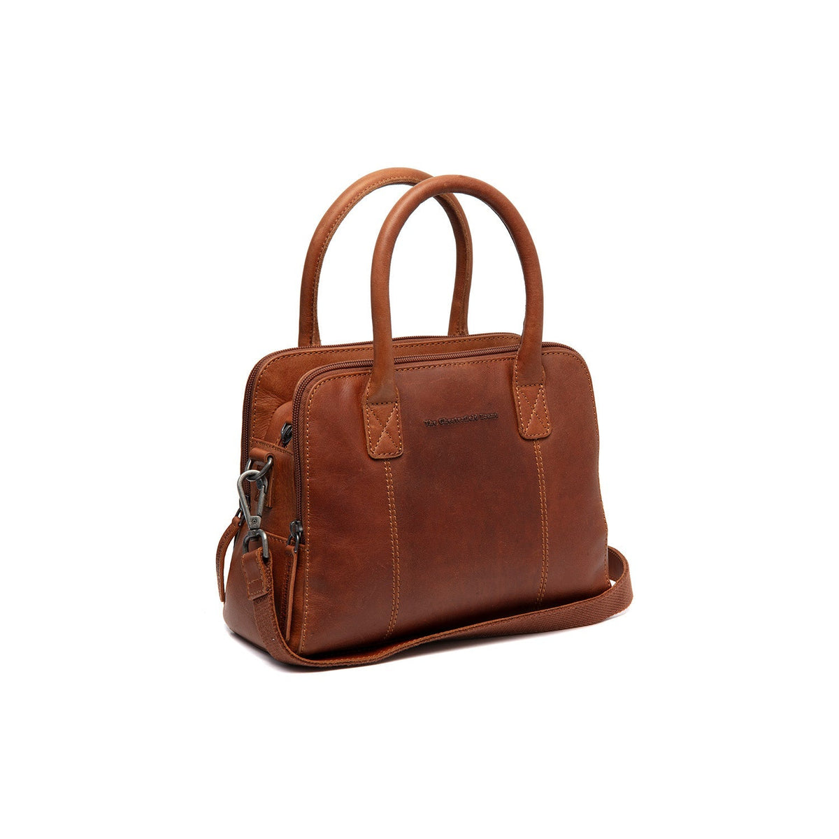 Tailored Rib Cuffs &amp; Hem Craftsmanship Construction Detail on Ezra Full-Grain Leather Handbag voor Dames