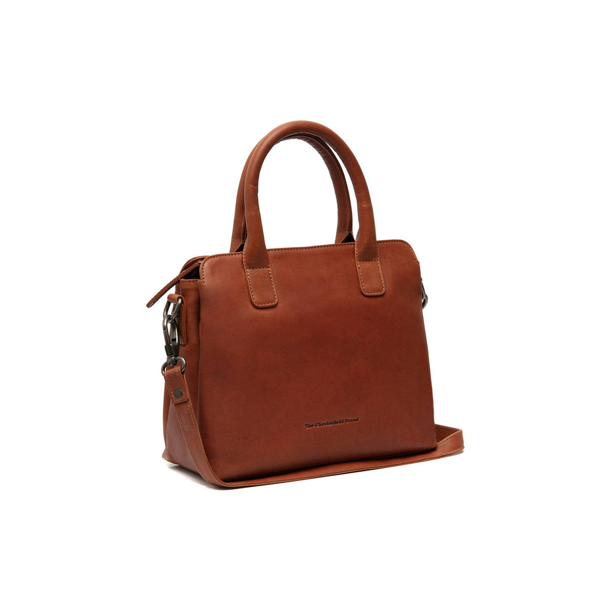 Tailored Rib Cuffs &amp; Hem Craftsmanship Construction Detail on Hermosa Full-Grain Leather Handbag voor Dames