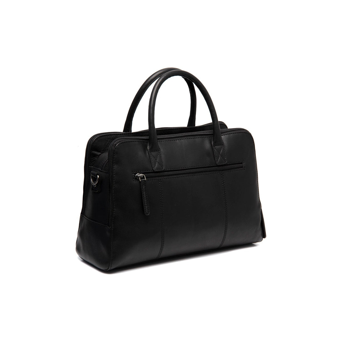 Tailored Rib Cuffs &amp; Hem Craftsmanship Construction Detail on Layton Full-Grain Leather Handbag voor Dames