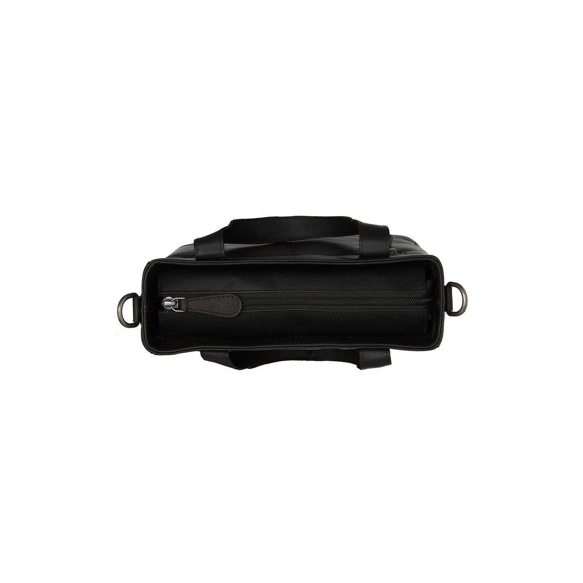 Close-Up Detail of Classic Collar &amp; Heavy-Duty Zipper Hardware on Lingfield Full-Grain Leather Handbag voor Dames