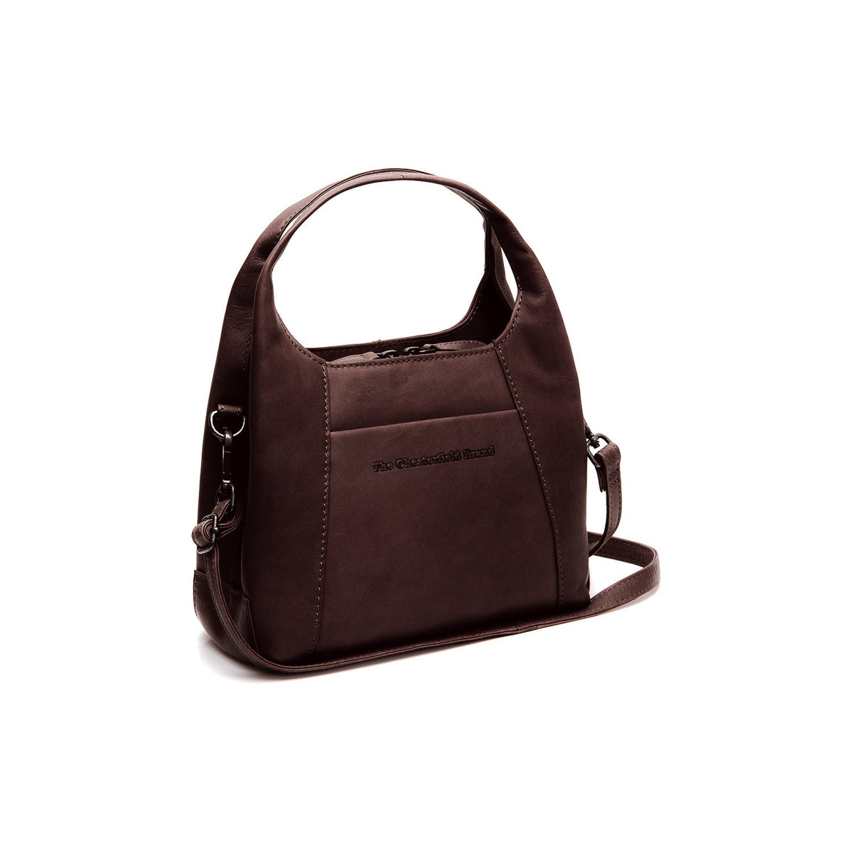 Tailored Rib Cuffs &amp; Hem Craftsmanship Construction Detail on Lunera Full-Grain Leather Handbag voor Dames