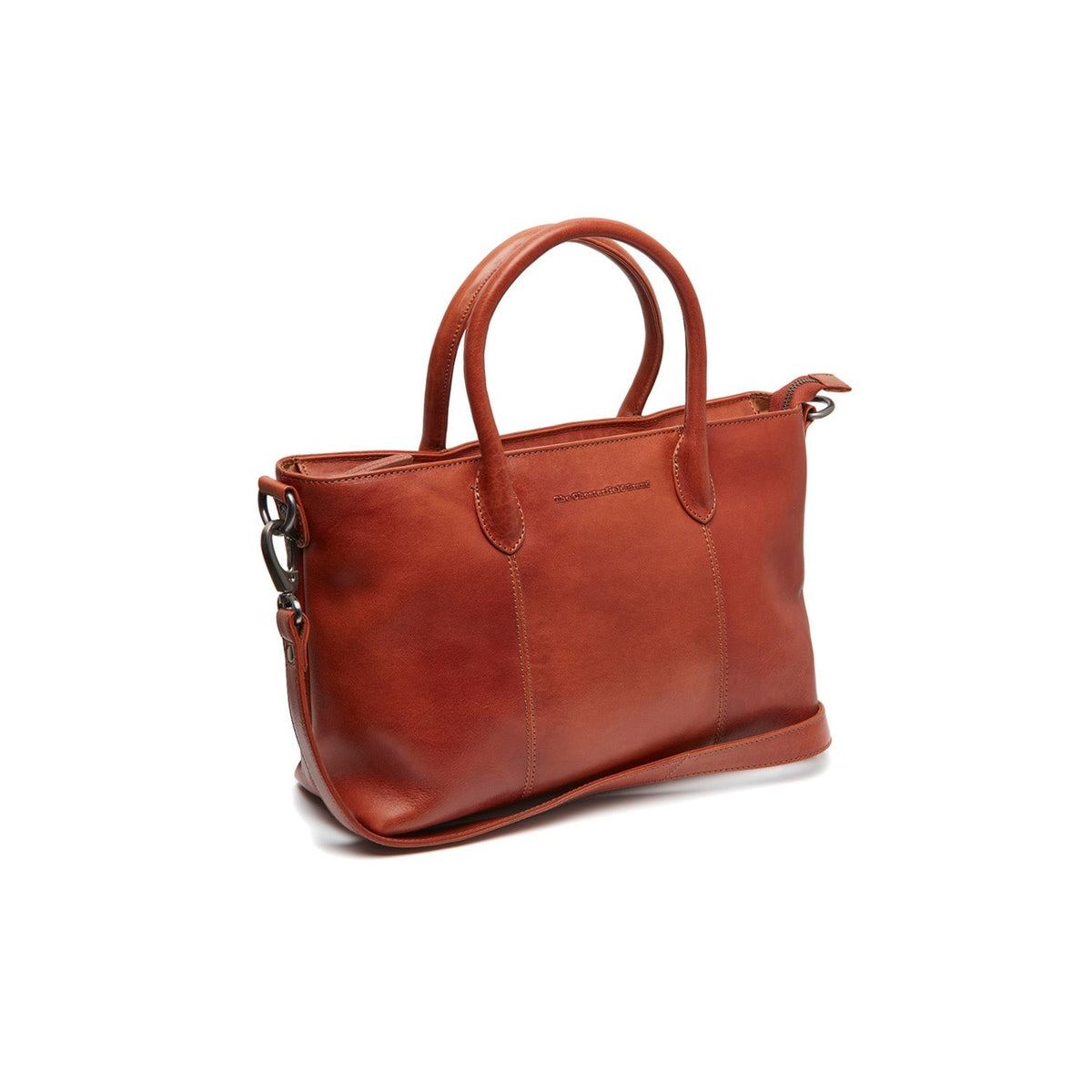 Tailored Rib Cuffs &amp; Hem Craftsmanship Construction Detail on Pergamino Full-Grain Leather Handbag voor Dames