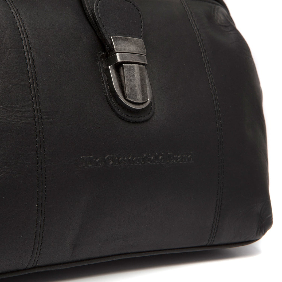Close-Up Detail of Classic Collar &amp; Heavy-Duty Zipper Hardware on Rachael Full-Grain Leather Handbag voor Dames