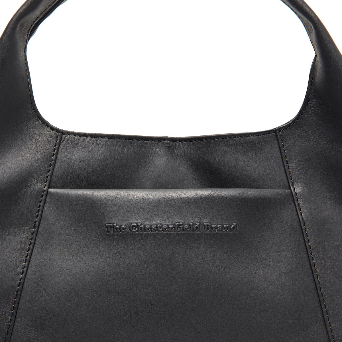 Close-Up Detail of Classic Collar &amp; Heavy-Duty Zipper Hardware on Salina Full-Grain Leather Handbag voor Dames