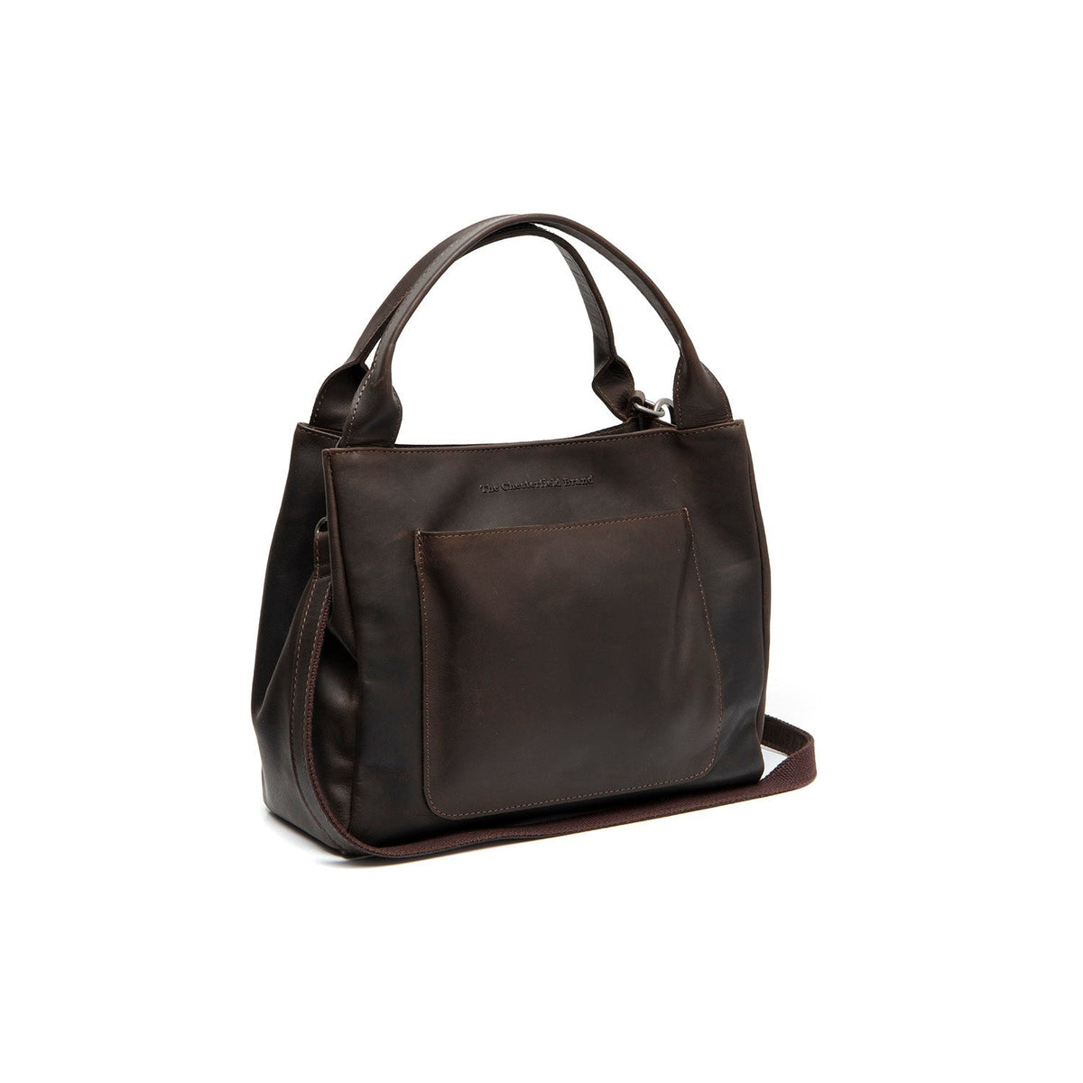Styled Fit Perspective of Tenara Full-Grain Leather Handbag voor Dames on Model - Natural Daylight Drape
