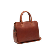Styled Fit Perspective of Valmonte Full-Grain Leather Handbag voor Dames on Model - Natural Daylight Drape