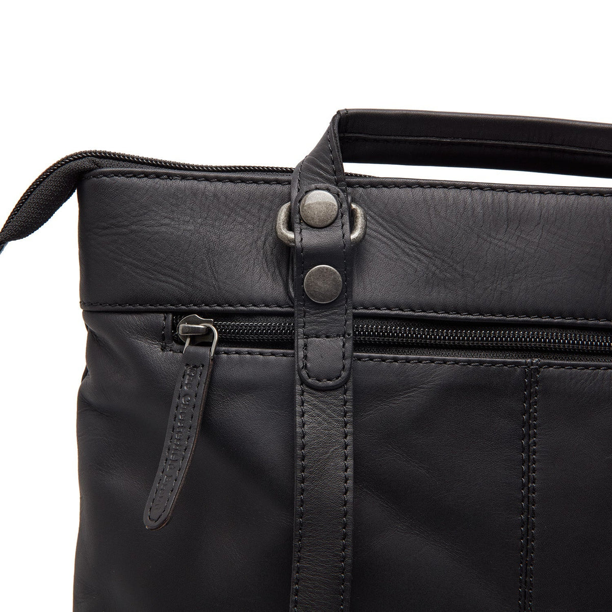 Caldero Full-Grain Leather Laptop Backpack voor Dames - Structured Side Profile Showing Gusset Depth &amp; Expansion Capacity