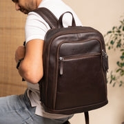 Detroit Full-Grain Leather Laptop Backpack voor Dames – alternate product view 2
