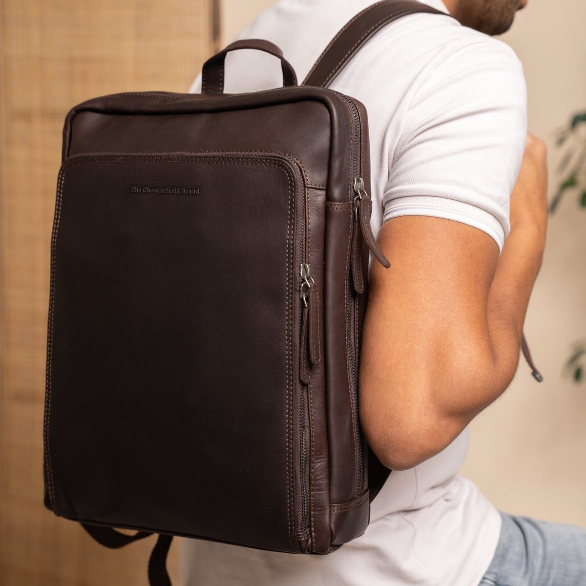 Jasper Full-Grain Leather Laptop Backpack voor Dames – alternate product view 2