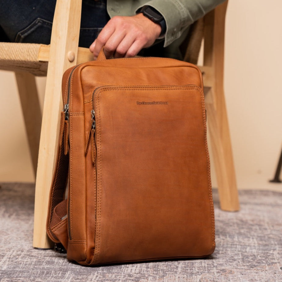 Jasper Full-Grain Leather Laptop Backpack voor Dames – alternate product view 2