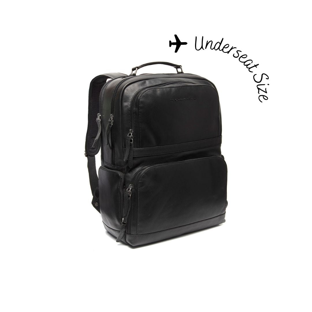 Lennox Full-Grain Leather Laptop Backpack voor Dames in Classic 100% Full-Grain Leather - Full Exterior Front Profile View | Buy Online