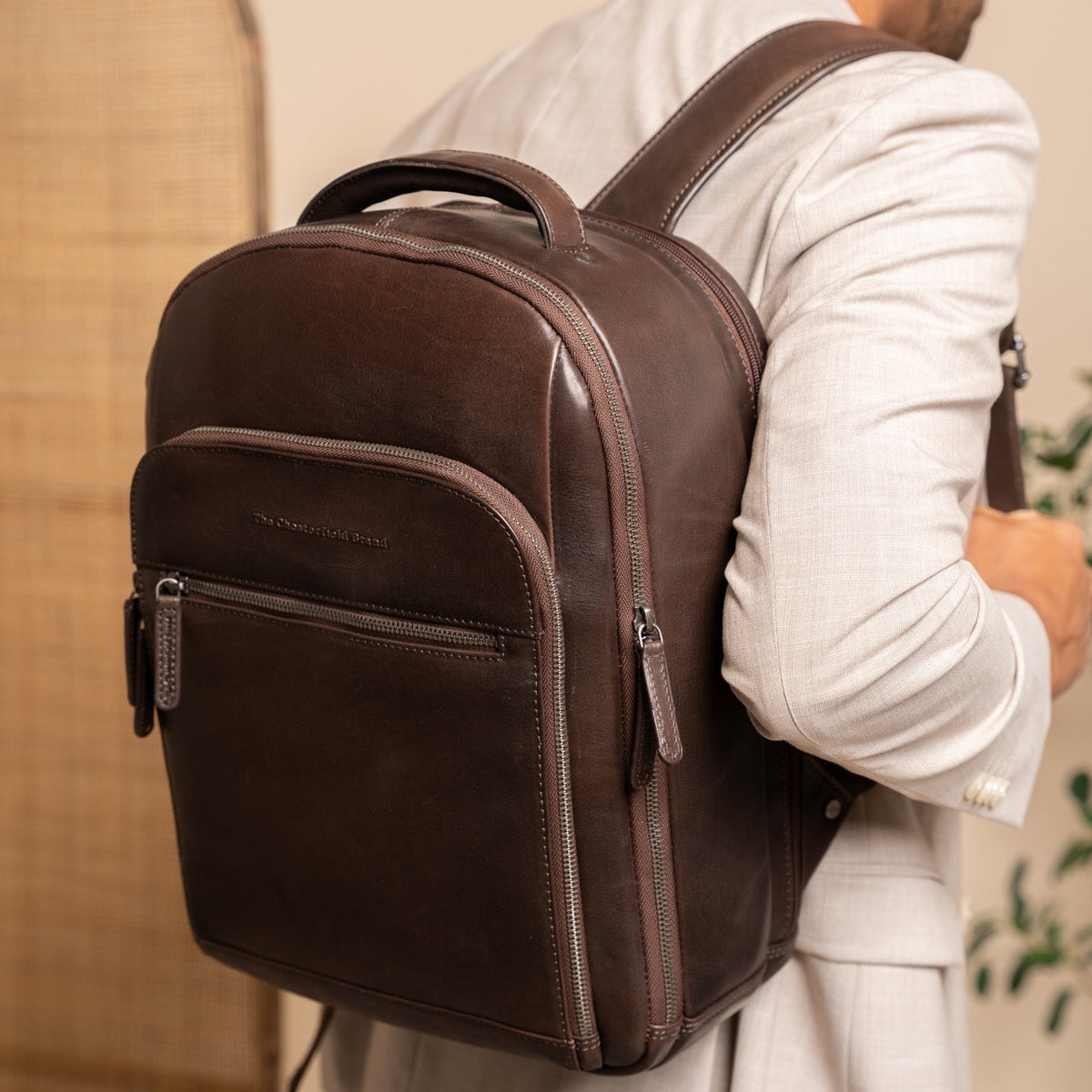 Maggiore Full-Grain Leather Laptop Backpack voor Heren – alternate product view 2