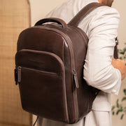 Maggiore Full-Grain Leather Laptop Backpack voor Heren – alternate product view 2