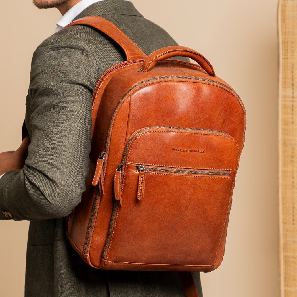 Maggiore Full-Grain Leather Laptop Backpack voor Heren – alternate product view 2