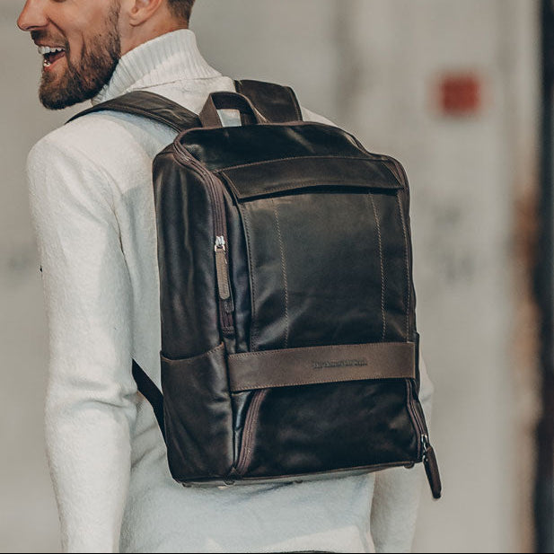 Rich Full-Grain Leather Laptop Backpack voor Heren – alternate product view 2