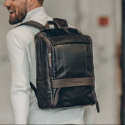 Rich Full-Grain Leather Laptop Backpack voor Heren – alternate product view 2